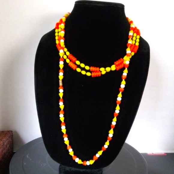 Vintage candy corn glass necklace Jewelry - Vibrant Candy Corn Glass Necklace Lot